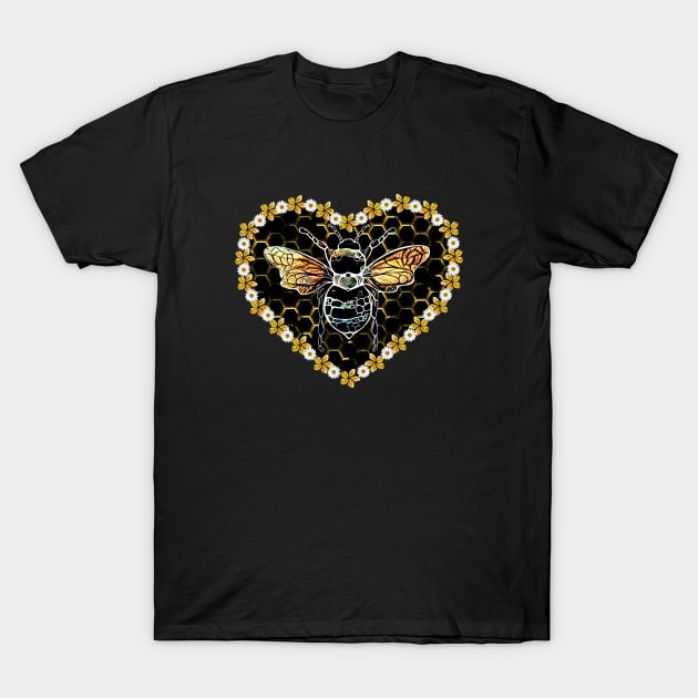 Sweet, heart, Bee and Flowers, Save the bees, Honey, Hive, Watercolour T-Shirt by Collagedream